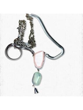 5961gc. Silvertone Mint Necklace Chico’s